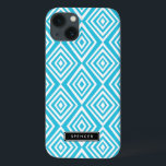 Chic Diamonds Pattern | Turquoise Personalized iPhone 13 Case<br><div class="desc">Modern and stylish iPad mini case featuring turquoise and white diamond pattern. This case is completely customizable. Other colors and similar items are available.</div>