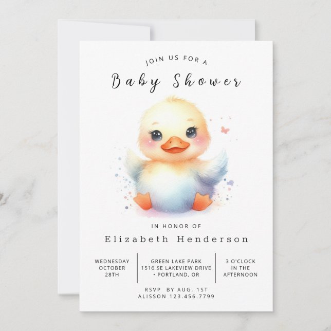 Chic Digital Duck Baby Shower Invitation (Front)