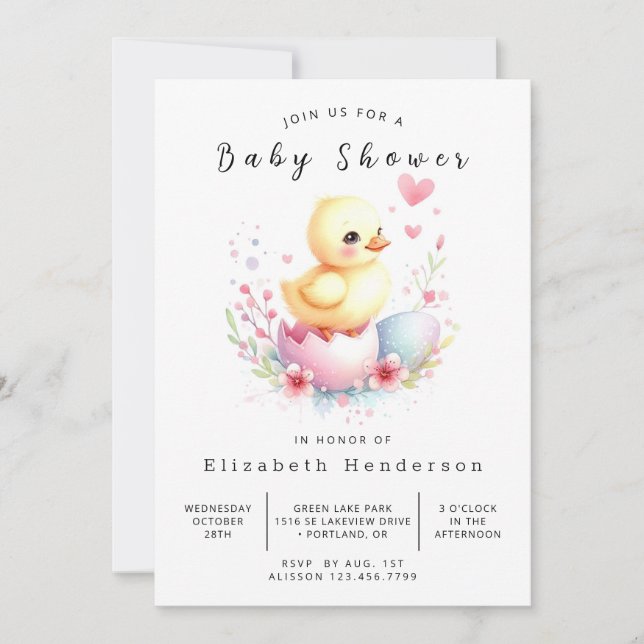 Chic Digital Duck Baby Shower Invitation (Front)