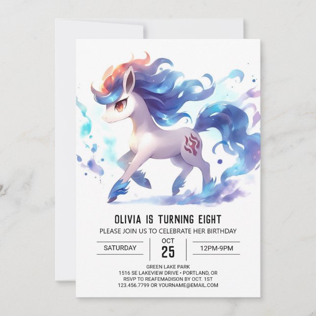 Chic Digital Horse Birthday Invitation (Front)