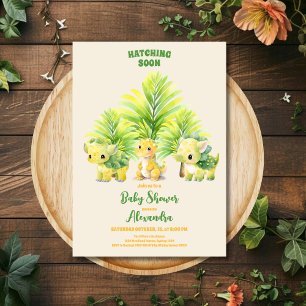 Chic Dinosaur Boy Baby Shower Greenery Invitation