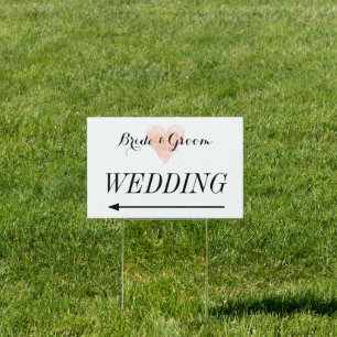 Chic directional wedding yard sign with heart