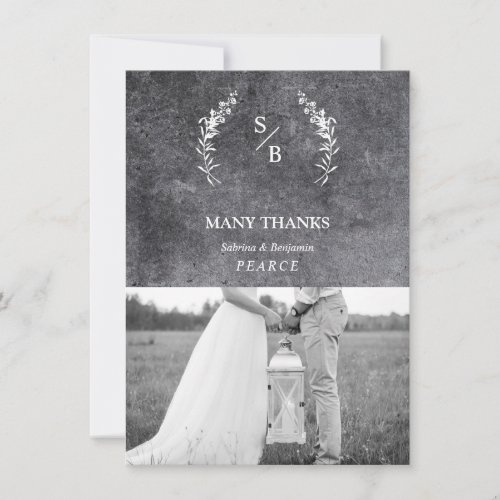 Chic Dirty Alternative Photo Chalkboard Wedding Thank You Card