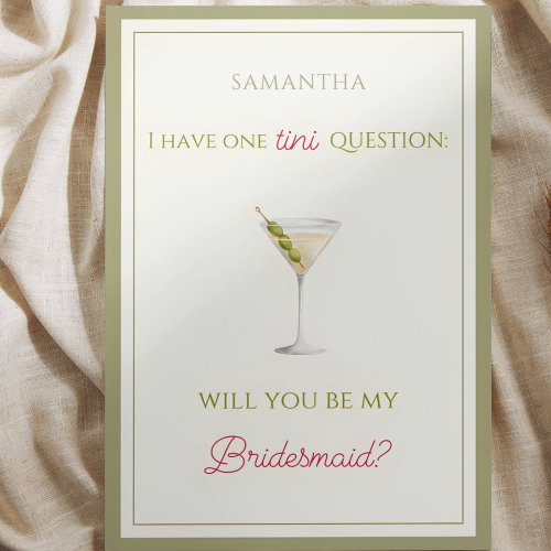 Chic Dirty Martini_Themed Bridesmaid Proposal  Card