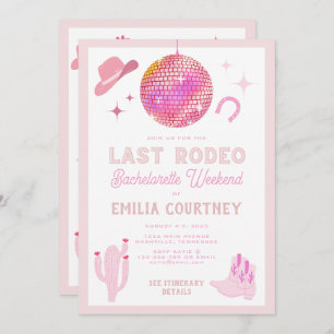 Chic Disco Cowgirl Last Rodeo Bachelorette Weekend Invitation