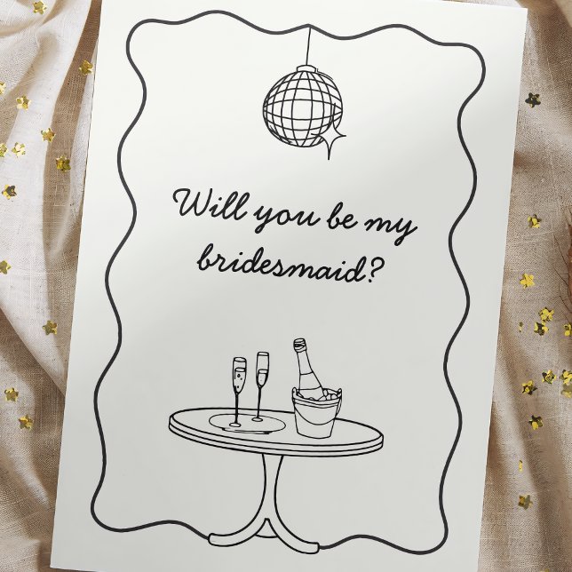 Chic Disco Handwritten Bridesmaid Proposal Card  (Creator Uploaded)