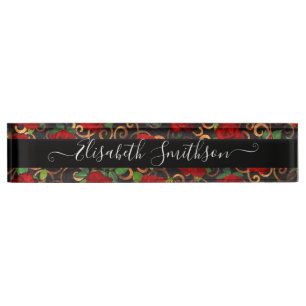 Chic Distinctive Personalized Professional Floral Desk Name Plate