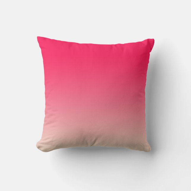 Chic Diva Pink Off-White Ombre Dip Dye Throw Pillow (Front)