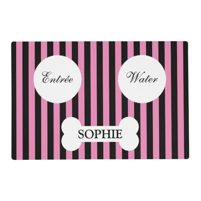 Chic Dog Bone Personalized Pet Placemat (Front)