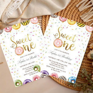 chic donut Sweet One Birthday, 1st Birthday Girl  Invitation