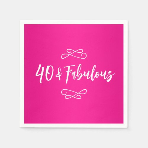 Chic Doodle Hot Pink White Script 40  Fabulous Napkins