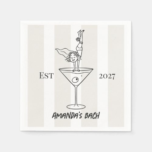 Chic Doodle Martini Bachelorette Cocktail Napkins