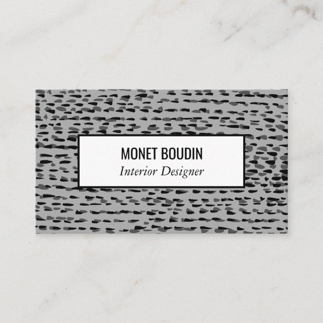 Chic dots black gray minimal business card (Front)