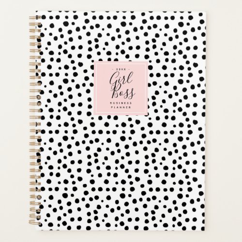 Chic Dots Blush Girl Boss Personalized Business Planner