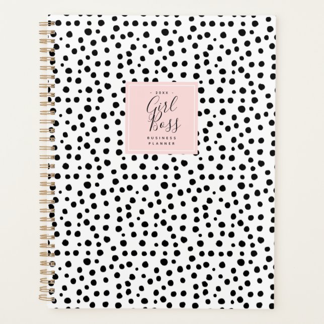 Chic Dots Blush Girl Boss Personalized Business Planner (Front)