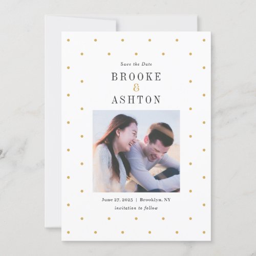 Chic Dots Editable Color Save The Date Card