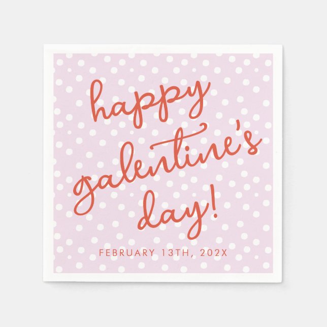 Chic Dots Happy Galentines Day Party Napkins (Front)