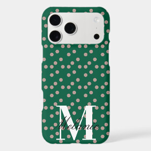 Chic Dots Pink Green Custom Monogram iPhone 17 Pro Max Case
