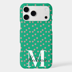 Chic Dots Pink Green Custom Monogram iPhone 17 Pro Max Case