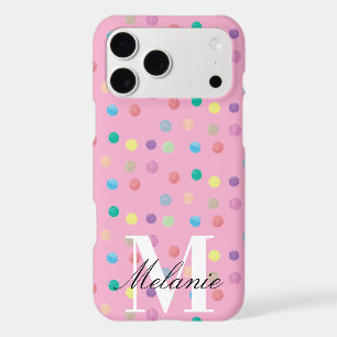 Chic Dots Watercolor Rainbow Custom Monogram iPhone 17 Pro Max Case