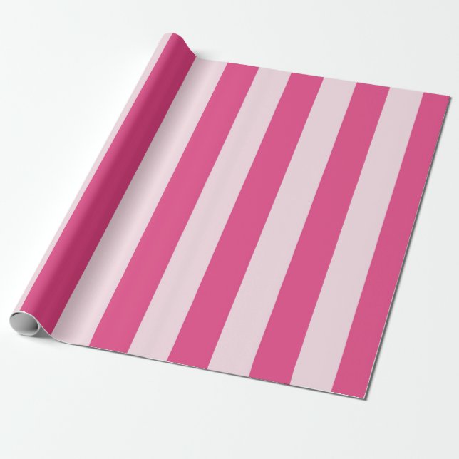 Chic Double Pink Stripes Wrapping Paper (Unrolled)