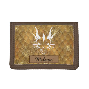 Chic Dragon White Head & Brown Dragon Scales Trifold Wallet