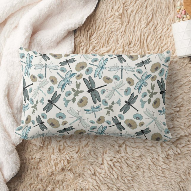 Chic  Dragonflies Flowers Pattern Lumbar Pillow (Blanket)