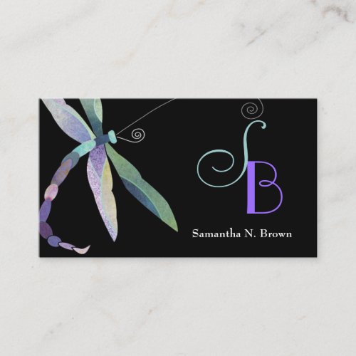 Dragonfly Monogram Custom Business Cards