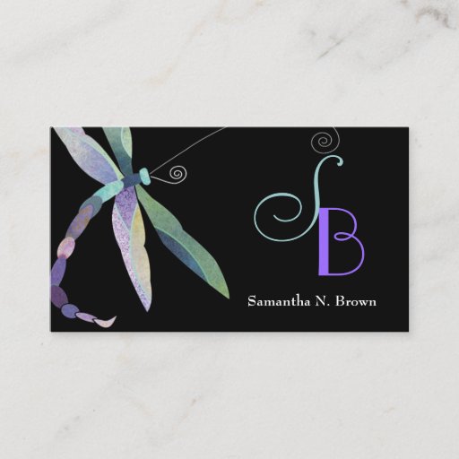 Customizable Dragonfly Monogram Custom Business Cards