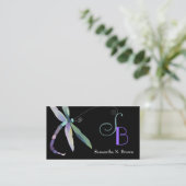 Chic Dragonfly Monogram Custom Business Cards (Standing Front)