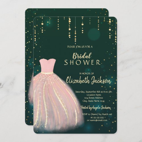 Chic DressGreen Bridal Shower  Invitation