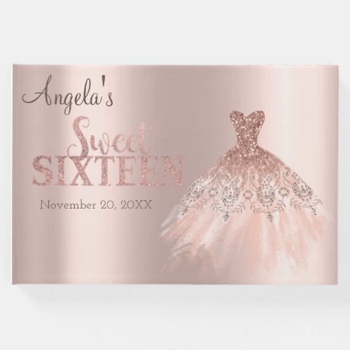 Chic Dress  Rose Gold Sweet 16   Guest Book