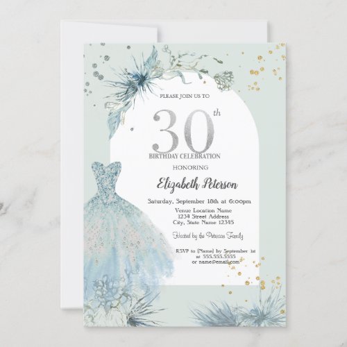 Chic Dress Winter 30th Birthday  Invitation