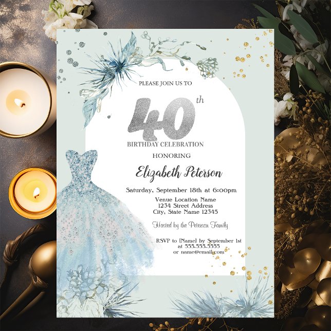 Chic Dress Winter 40th Birthday  Invitation (Creator Uploaded)