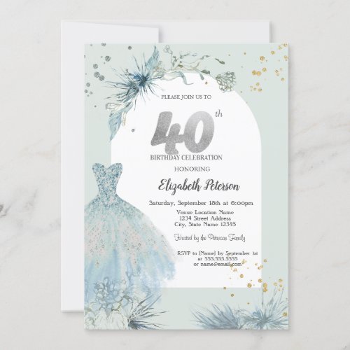 Chic Dress Winter 40th Birthday  Invitation