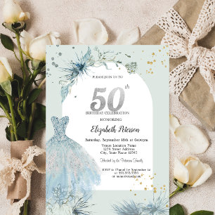 Chic Dress Winter 50th Birthday Invitation