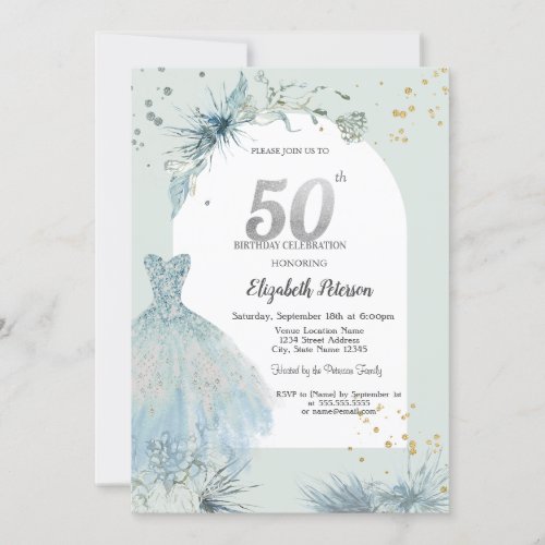 Chic Dress Winter 50th Birthday  Invitation