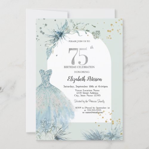 Chic Dress Winter 75th Birthday  Invitation