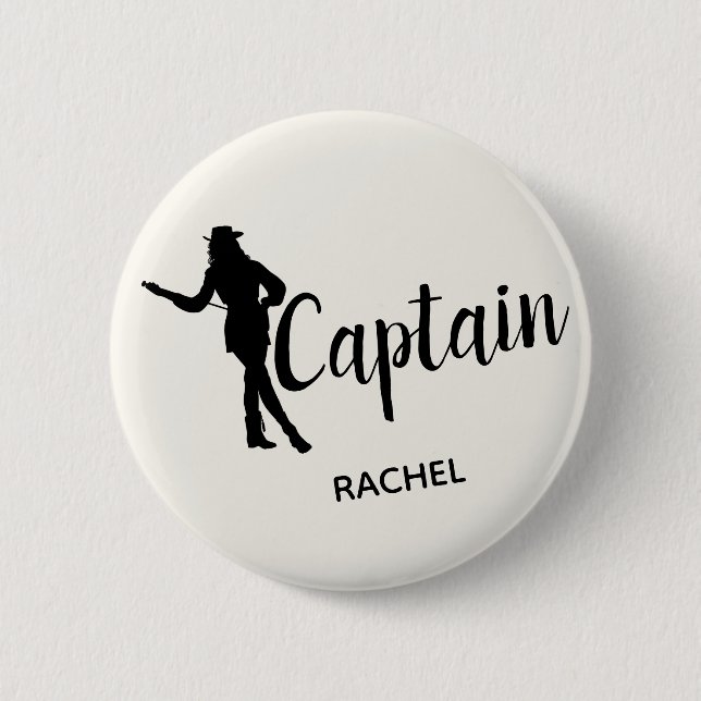 Chic Drill Team Captain Personalized Button (Front)