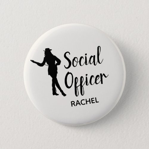 Chic Drill Team Social Officer Personalized Button