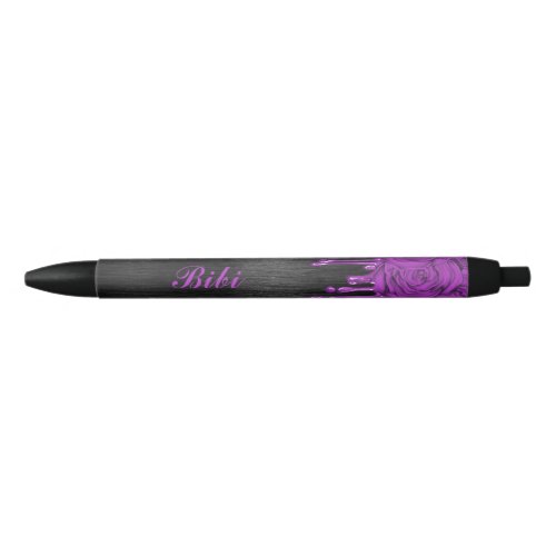 Chic Dripping Roses Personalized Pen Purple