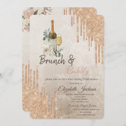 Chic Drips Brunch  Bubbly Bridal Shower   Invitation