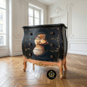 Chic Duckling in Black Hat Decoupage Tissue Paper