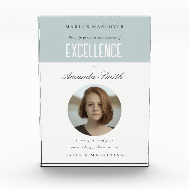 Chic Dusky Blue Minimal Photo Award of Excellence  (Front)