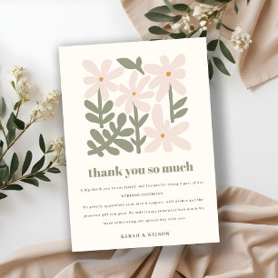 Chic Dusky Blush Retro Minimal Floral Wedding Thank You Card