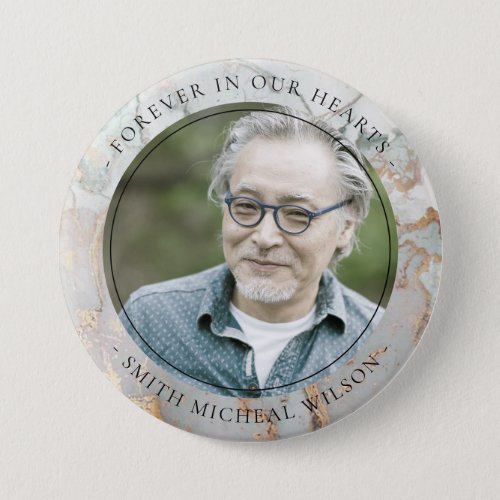 CHIC DUSKY GREY GOLD AGATE SYMPATHY MEMORIAL PHOTO BUTTON