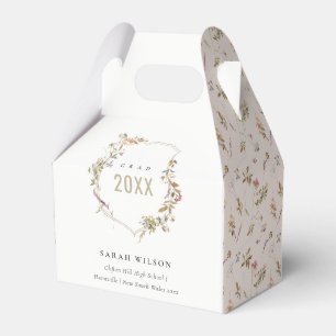 Chic Dusky Pink Blush Wildflower Crest Graduation Favor Boxes