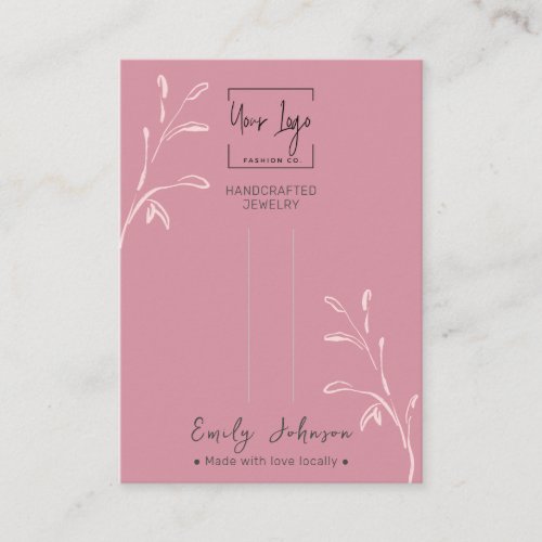 Chic Dusky Pink Leaf Jewelry Hairclip Display Card