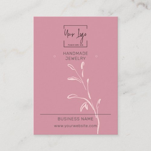 Chic Dusky Pink Leaf QR Jewelry Display Card