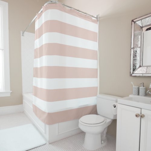 Chic Dust Storm Pink White Stripes  Shower Curtain